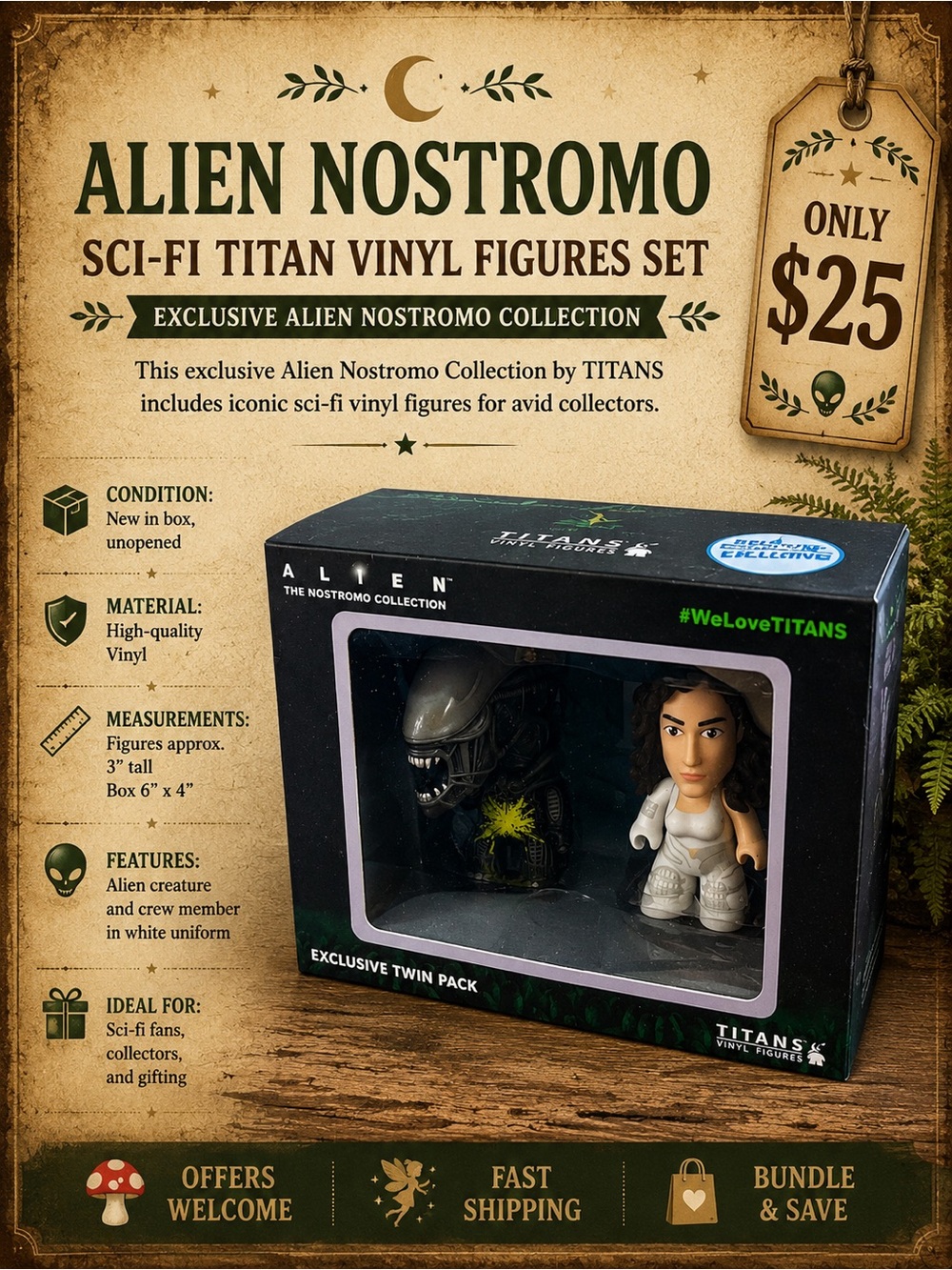 Alien Nostromo Sci-Fi Titan Vinyl Figures Set